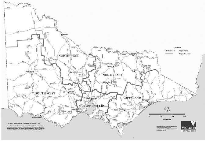 Figure 1. Map of Victoria showing Department of Primary Industries regional boundaries