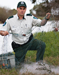 Fisheries Officer with a net