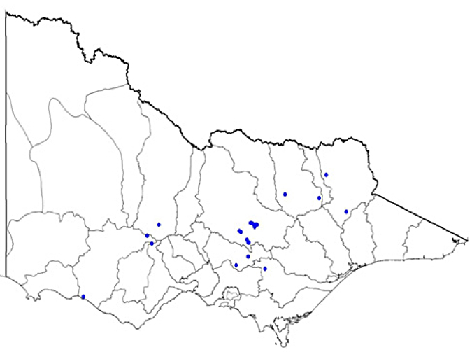 Map of Vicotria showing the Location of Victorian salmonid farms in 2003 