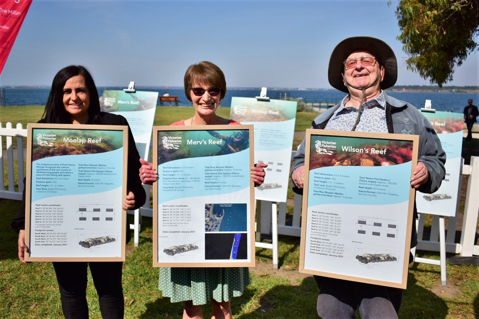 Corinna Eccles, Pauline McGuire and Geoff Wilson have been involved with the reef naming.