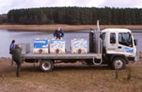 Fish liberation truck at Bostock Reservoir