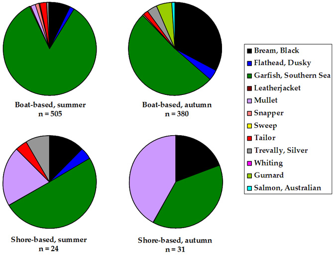 Pie chart plotting species caught