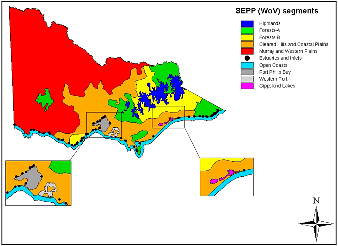 Map: SEPP (Waters of Victoria) and its schedules environment segments