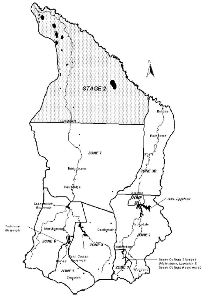 Figure 2: Scope of the BRFMP, Showing designated management zones as describes in Table 2