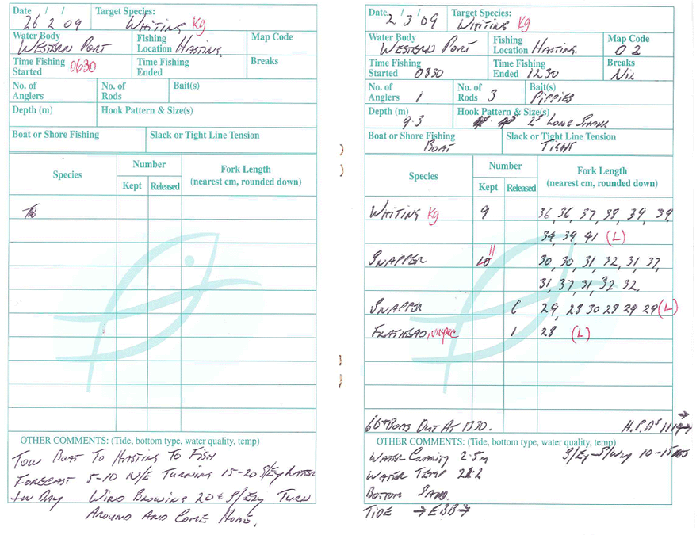 Appendix 2 - Copy of angler diary