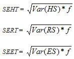 Formula used for standard error for estimated total harvest calculations